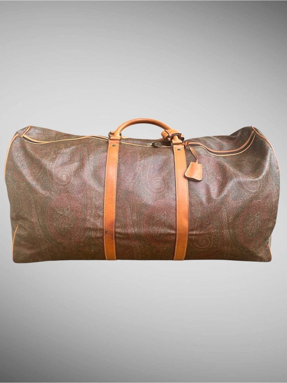 Etro Milano XL Paisley Leather Weekender Travel Duffel Italy vintage